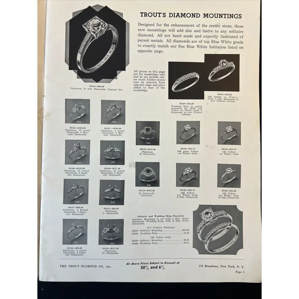 Vintage 1939 The Trout Diamond Company Jewelry‎ Jewelers Catalog Christmas Gift